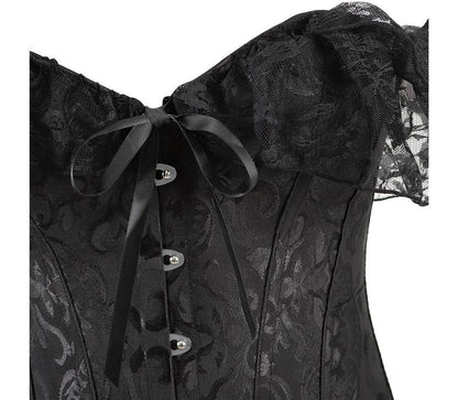 Cap-Sleeve Lace Corset Top with Structured Fit