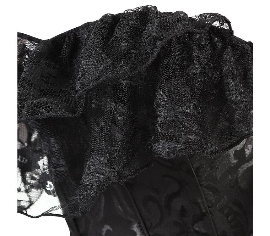 Cap-Sleeve Lace Corset Top with Structured Fit