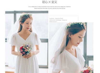 Short-Sleeve A-Line Wedding Gown
