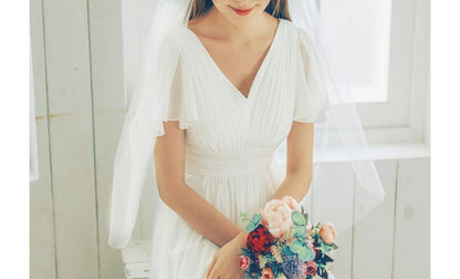 Short-Sleeve A-Line Wedding Gown