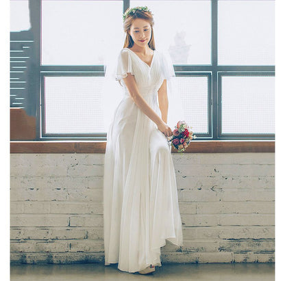 Short-Sleeve A-Line Wedding Gown