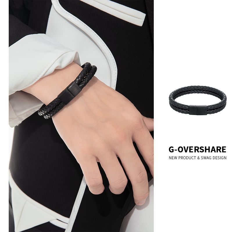 Woven Faux Leather Bracelet