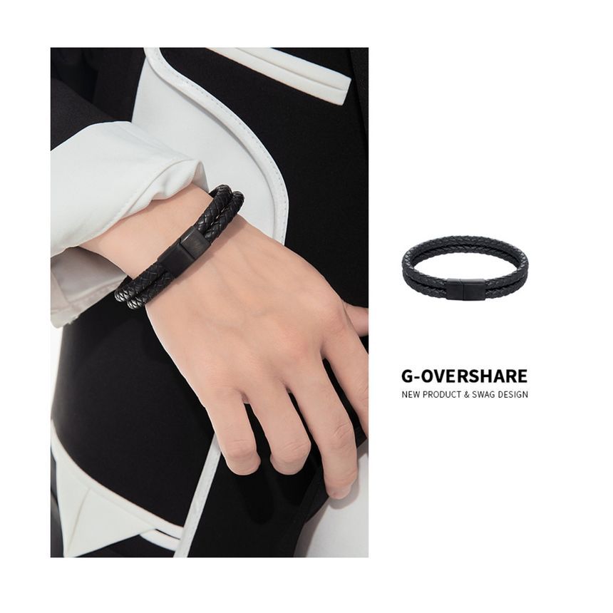 Woven Faux Leather Bracelet