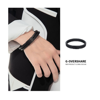 Woven Faux Leather Bracelet