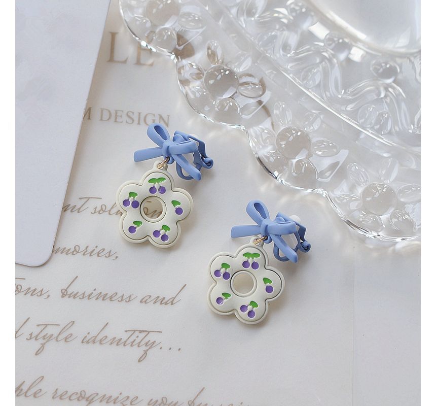 Earring Clip-On Flower Drop /
