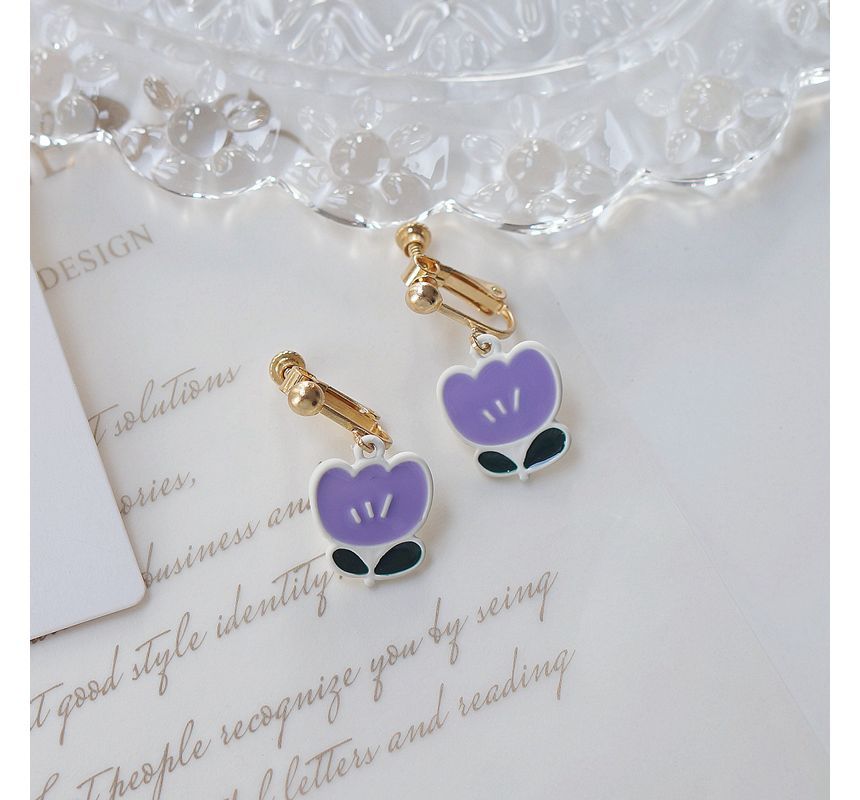 Earring Clip-On Flower Drop /