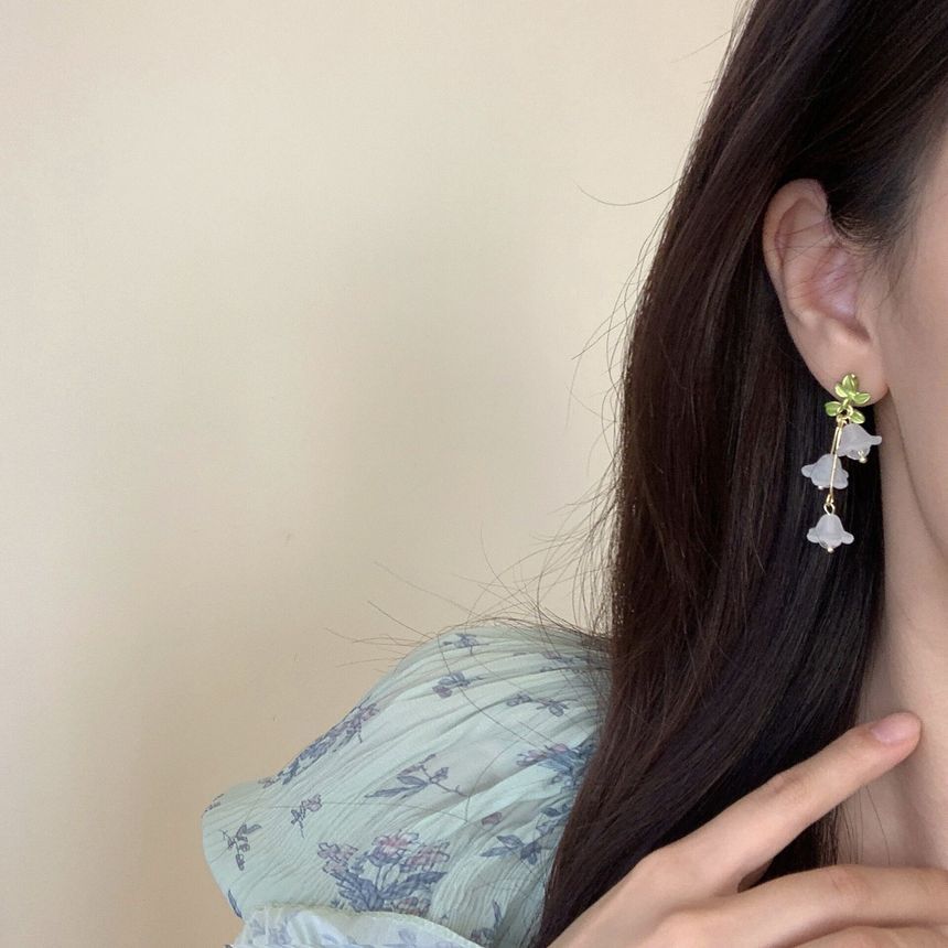 Clip-On Flower Earring Drop /