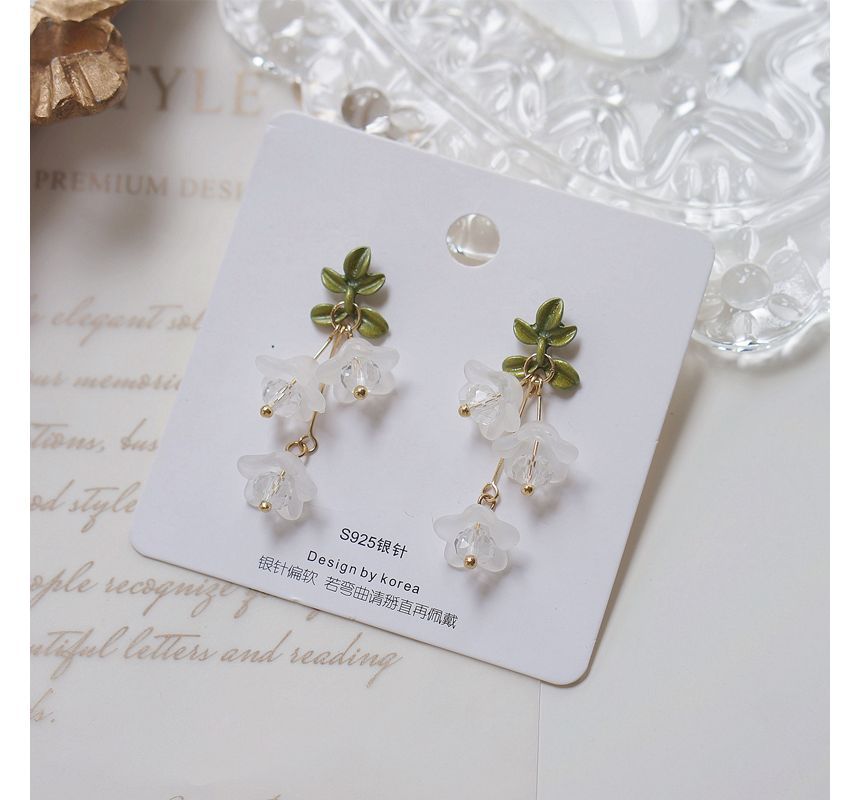 Clip-On Flower Earring Drop /