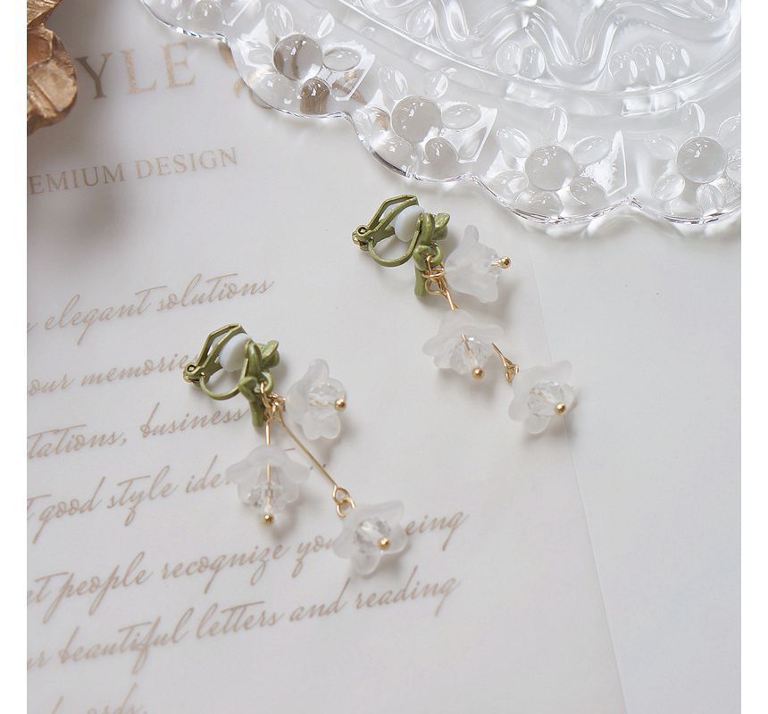 Clip-On Flower Earring Drop /