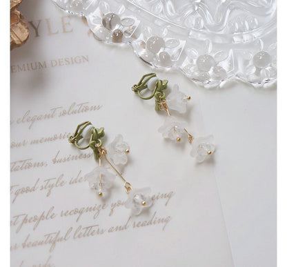 Clip-On Flower Earring Drop /