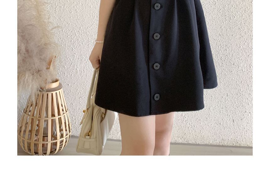 Short-Sleeve Sailor Collar Button-Up Mini A-Line Shirt Dress