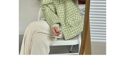 Crew Neck Tweed Button Jacket