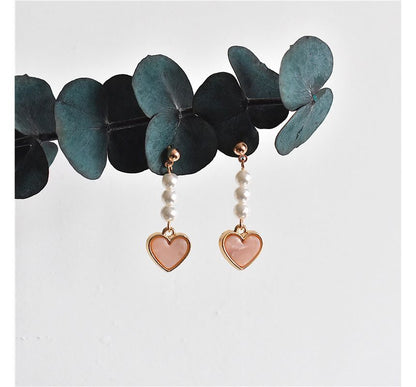 Heart / Drop Faux Pearl Clip-On Earring