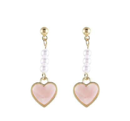 Heart / Drop Faux Pearl Clip-On Earring