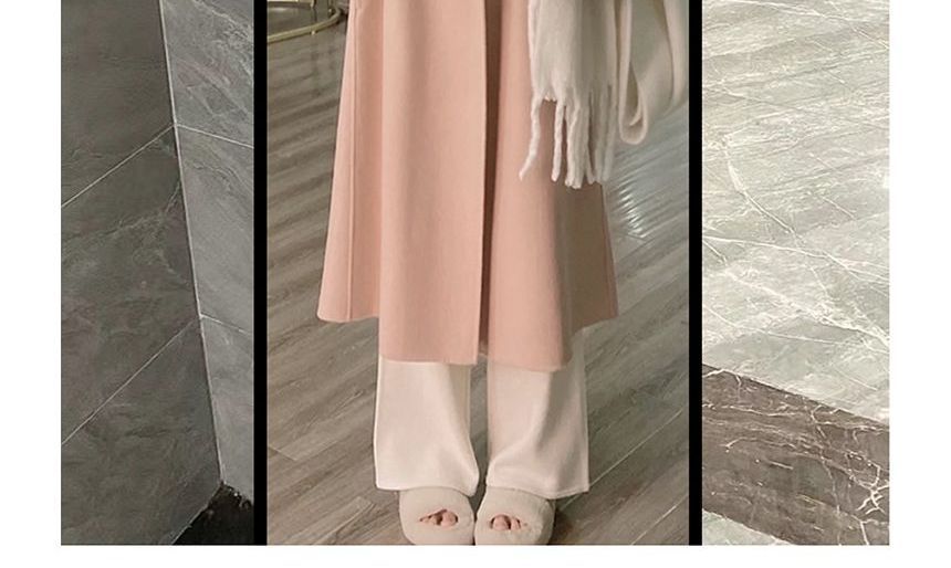 Lapel Collar Plain Double-Breasted Long Coat