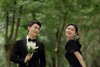 Short-Sleeve V-Neck Plain A-Line Evening Gown