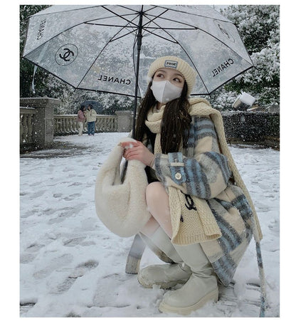 Plaid Single-Breasted Coat