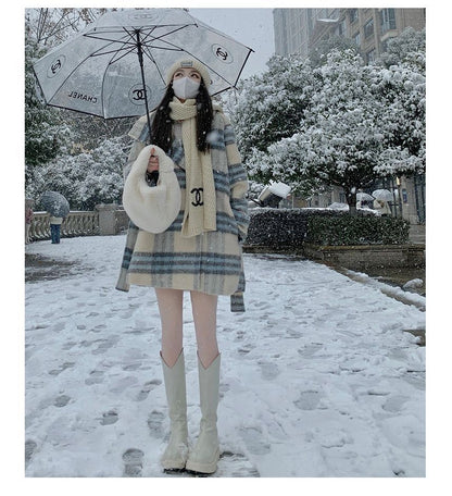 Plaid Single-Breasted Coat