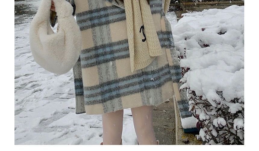 Plaid Single-Breasted Coat