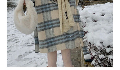 Plaid Single-Breasted Coat