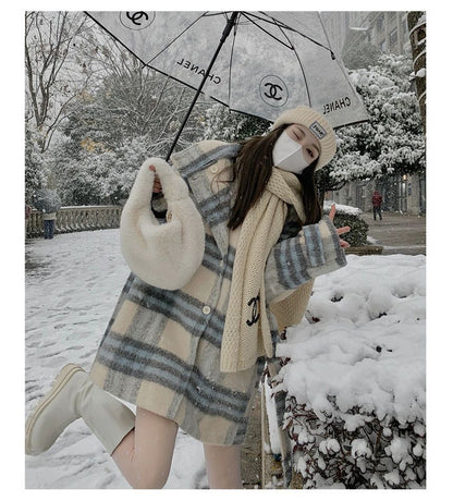 Plaid Single-Breasted Coat