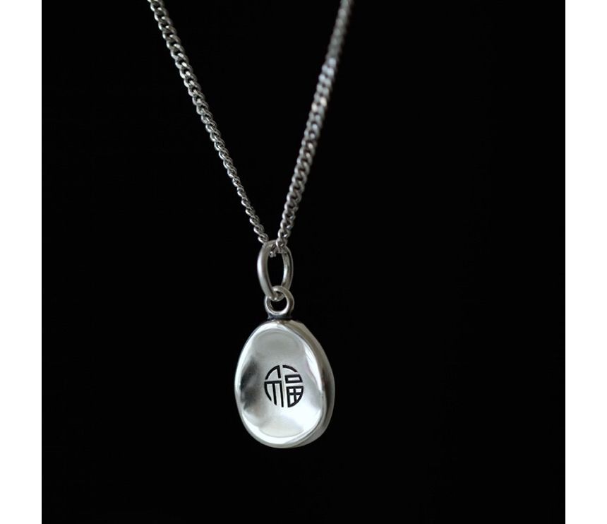 Pendant Characters Chinese Necklace Silver