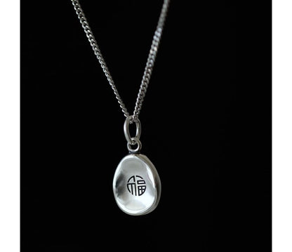 Pendant Characters Chinese Necklace Silver