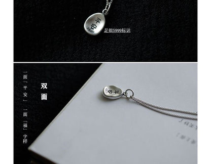 Pendant Characters Chinese Necklace Silver