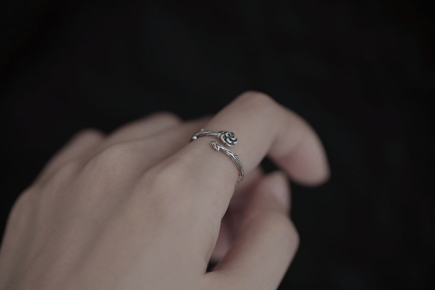 Rose Sterling Open Ring Silver