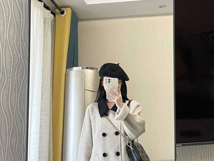 Collared Double Breasted Long Coat