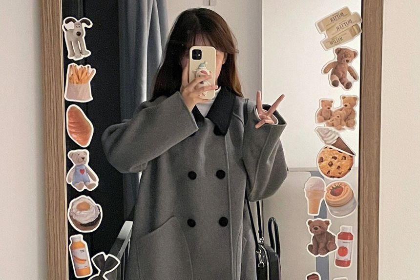 Collared Double Breasted Long Coat