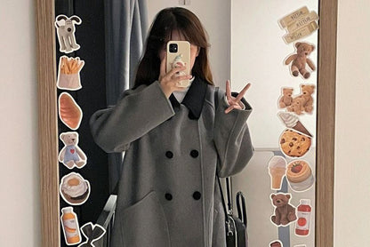 Collared Double Breasted Long Coat