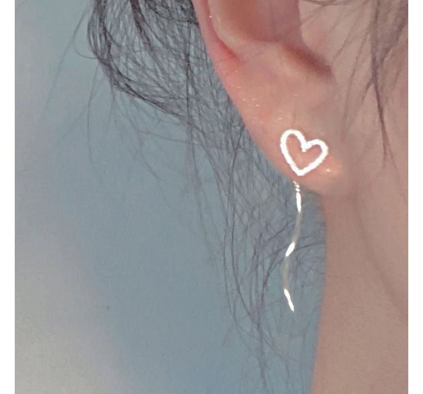 Sterling Dangle Silver Heart Earring