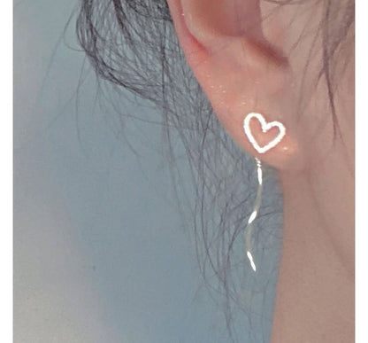 Sterling Dangle Silver Heart Earring