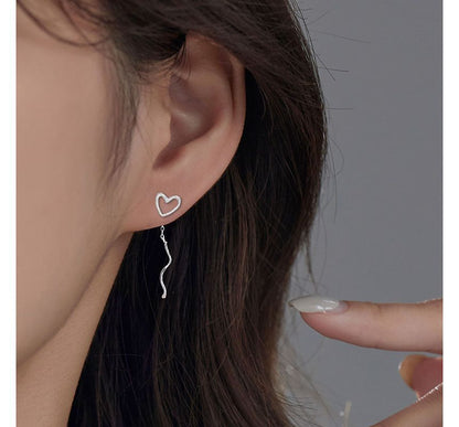 Sterling Dangle Silver Heart Earring