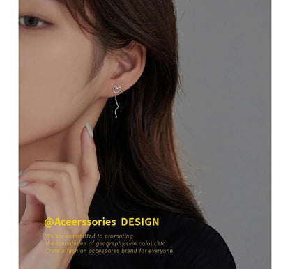 Sterling Dangle Silver Heart Earring