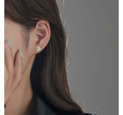 Alloy Earring Flower Pearl Faux