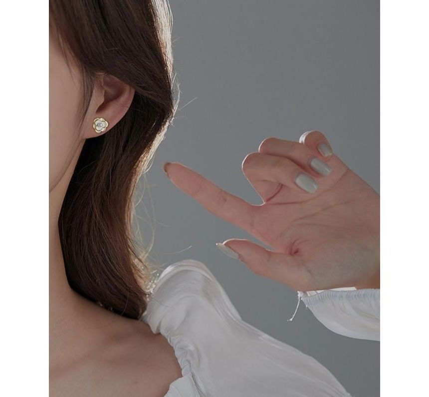 Alloy Earring Flower Pearl Faux