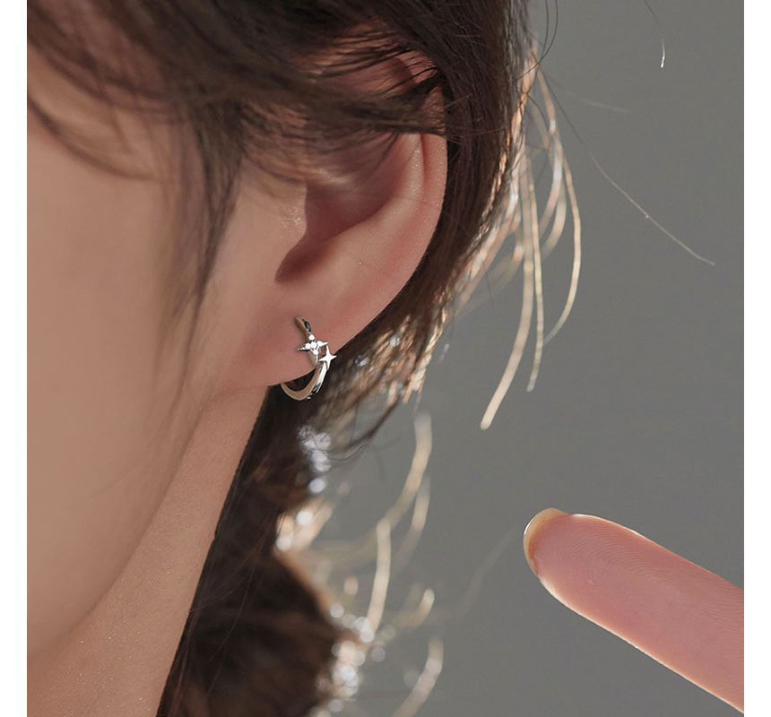 Earring Star Hoop Sterling Silver