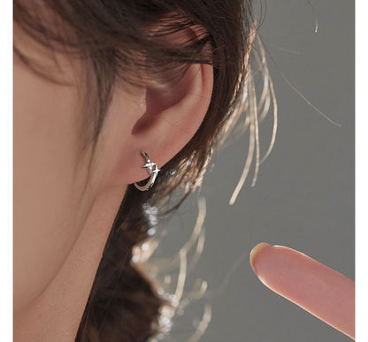 Earring Star Hoop Sterling Silver