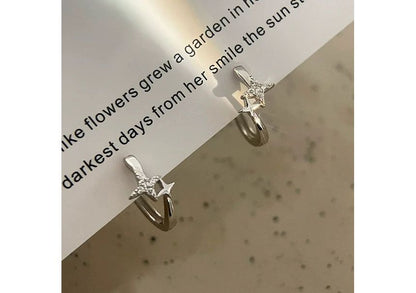 Earring Star Hoop Sterling Silver