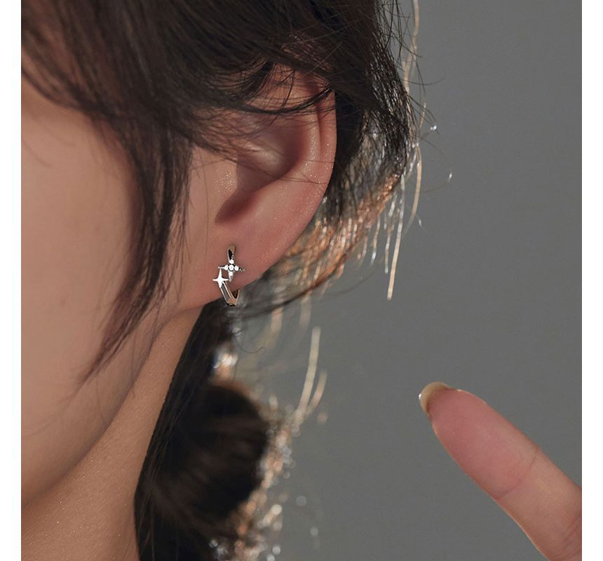 Earring Star Hoop Sterling Silver