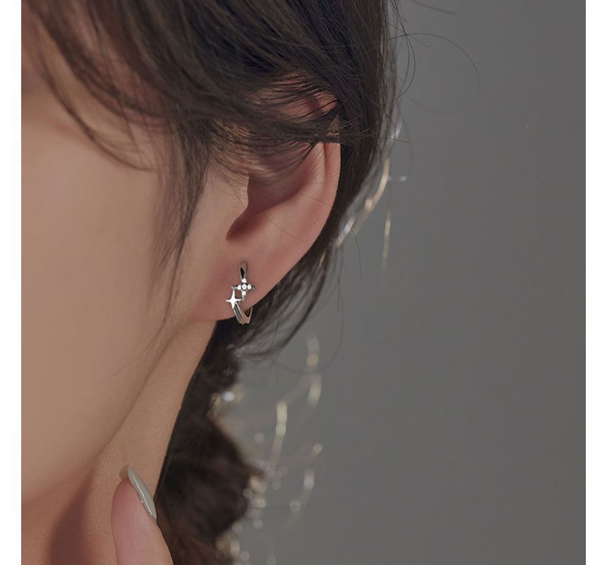 Earring Star Hoop Sterling Silver