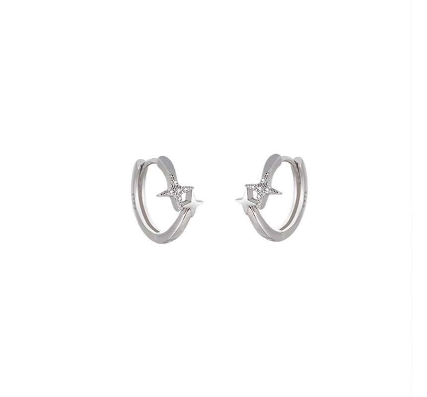 Earring Star Hoop Sterling Silver