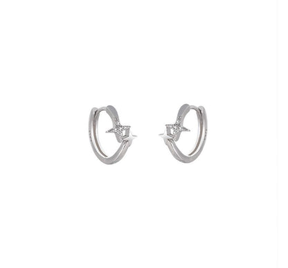 Earring Star Hoop Sterling Silver