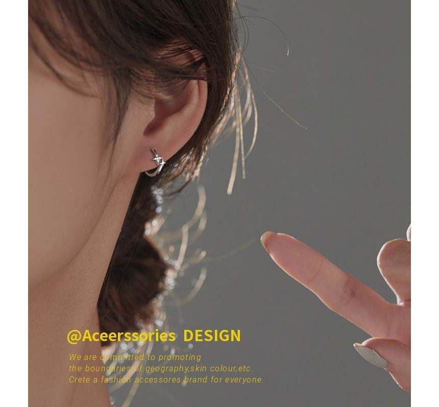 Earring Star Hoop Sterling Silver