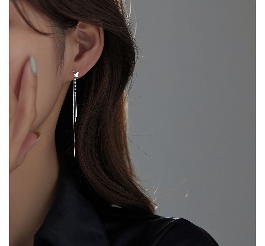Earring Fringed Silver Sterling Butterfly
