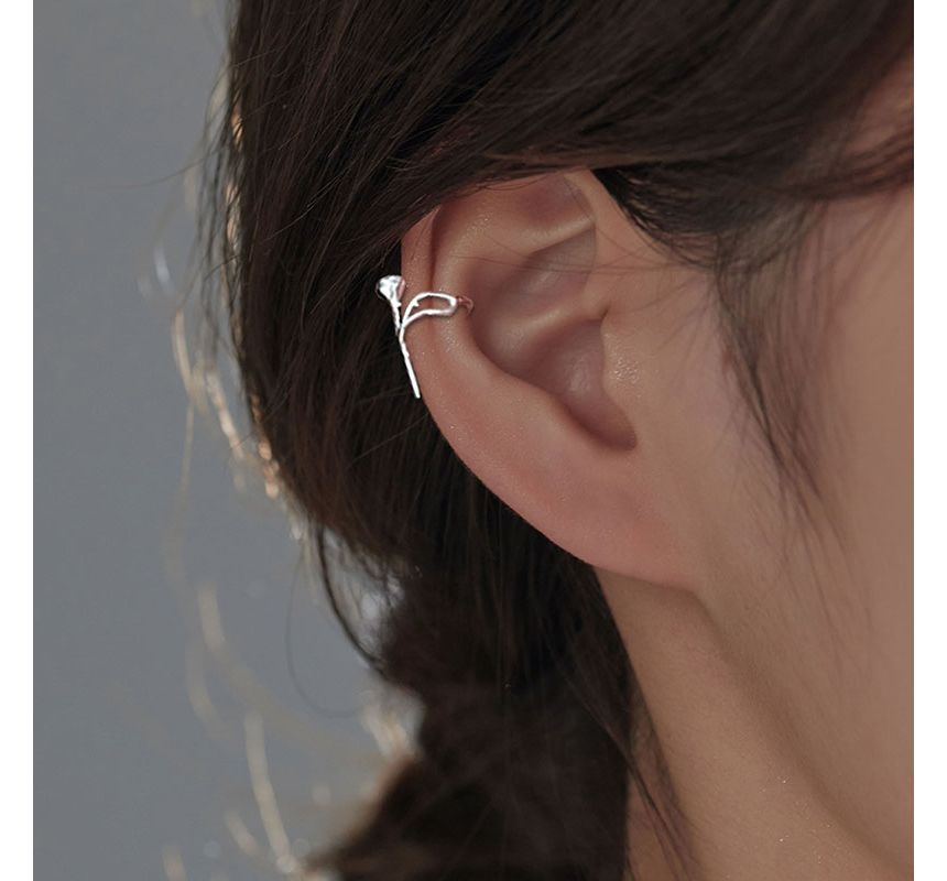 Rose Sterling Cuff Earring Silver