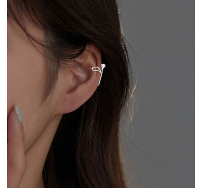 Rose Sterling Cuff Earring Silver