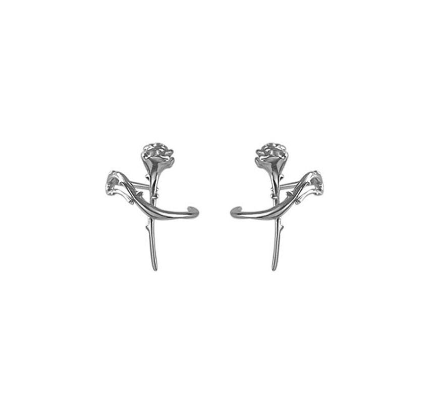 Rose Sterling Cuff Earring Silver